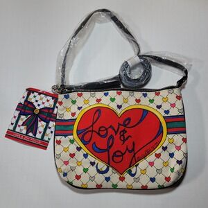 Brighton Love Joy Pouch Wristlet Crossbody Canvas Heart Bow Holiday Gift Bag